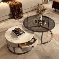 Salon nordique Table basse en marbre maison Table centrale circulaire jambe en métal appartement Villa meubles de bureau