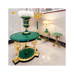Tùy Chỉnh Cổ Điển Tự Nhiên Màu Xanh Lá Cây Đá Quý Malachite Vòng Trung Tâm Bảng Với Brass Trang Trí - Product Image 5
