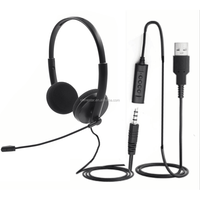 Headphone USB Termurah dengan Mikrofon/Kontrol Volume/Fungsi Bisu dan Kabel QD untuk Sistem Voip, PC, Ponsel