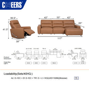 Manwah Cheers 3 1 Chỗ Ngồi Có Thể Ngả Ghế Sofa Da Đồ Nội Thất Phòng Khách Giường Sofa Đa Chức Năng Hiện Đại - Product Image 6