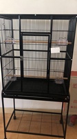 Grande cage de volière en acier pour perroquets Cage à oiseaux avec toit et bol de nourriture Cage d'élevage pour oiseaux perroquets Cage pour chiens