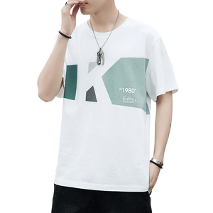 T-shirt Estiva alla Moda in Poliestere Bianco con Stampa, <span class=keywords><strong>Manica</strong></span> Corta, Collo Tondo per Uomo e Ragazzo, Prezzo di Fabbrica - Product Image 1