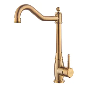 304 不锈钢冷热水为金色厨房水龙头由手柄和孔水槽水龙头