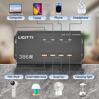 Chargeur rapide 386W PD 100W 45W QC3.0 USB 3.0 12V/24V 4 ports Type-C 4 ports USB OVP Rotation à 360° pour ordinateurs portables/téléphones Utilisation à domicile/en voiture