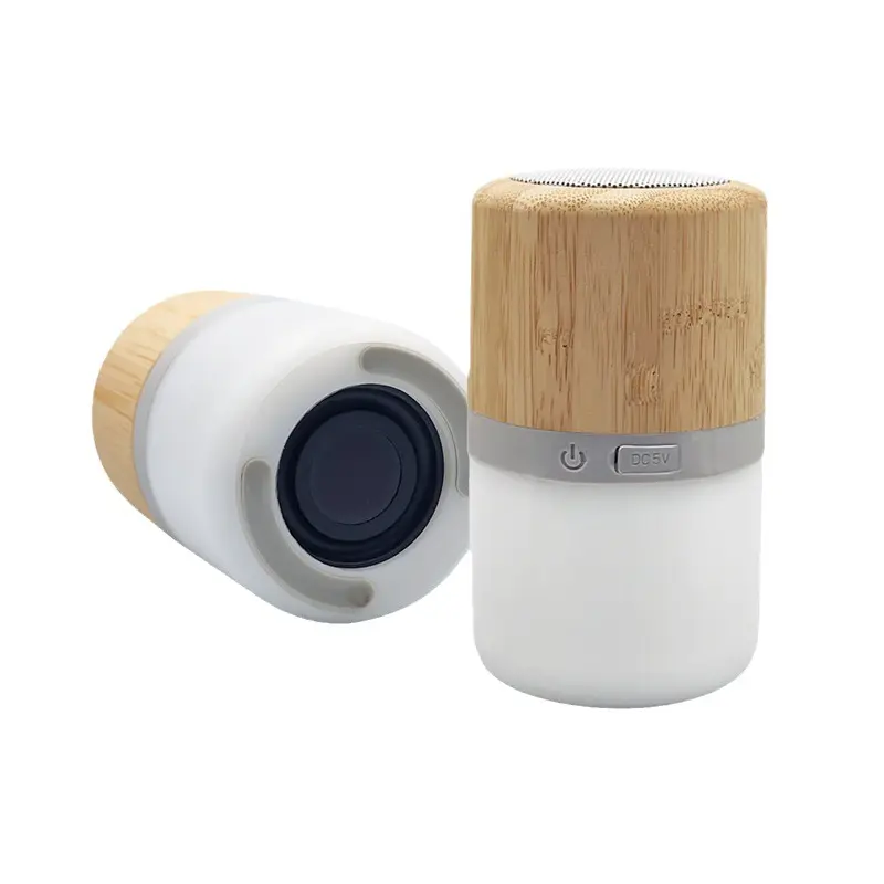 Promosyon ucuz özelleştirmek ahşap hoparlör için flaş LED ışık Stereo kablosuz Mini hoparlör ile taşınabilir bambu hoparlör bluetooth