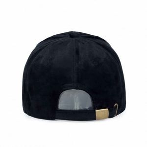 Casquette de baseball unisexe en velours à 6 panneaux, couleur unie, motif lettres, visière incurvée, boucle argentée/cuivrée, vente en gros - Product Image 4