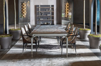 Table à manger moderne en marbre Ensemble de tables à manger rectangulaires de luxe en acier inoxydable or et argent Tables à manger italiennes de luxe