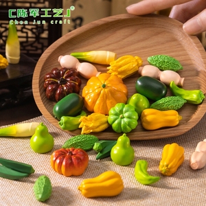 Simulación de micropaisaje de calabaza, pimiento verde y pequeñas verduras, decoraciones de <span class=keywords><strong>comida</strong></span> y juego DIY, accesorios para pinzas de pelo - Product Image 2