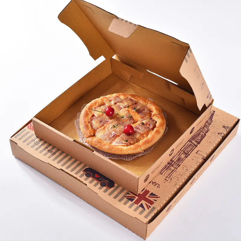 Manufacture custom LOGO print corrugated folding pizza box package food grade food storage package pizza box