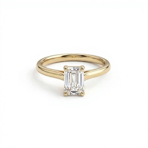Anillo Solitario de Diamante Corte Esmeralda de 1 Quilate en Oro de 14K, Diamante Cultivado en Laboratorio, Joyería de Compromiso - Product Image 3