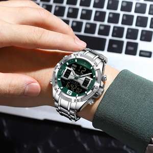 पोएडागर नई डिजिटल कलाई घड़ी <span class=keywords><strong>3</strong></span> एटम वाटर रेसिस्टेंट मल्टी फंक्शन डुअल डिस्प्ले स्टील स्ट्रैप पुरुष - Product Image 5