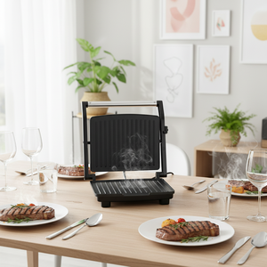 Machine à steak express <span class=keywords><strong>Tefal</strong></span>, gril électrique pour la maison et les fêtes, revêtement antiadhésif PF, boîte cadeau en aluminium OEM PTFE noir avec mousse polyfoam - Product Image 4