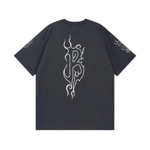 Camiseta de cuello redondo OEM de moda, 100% algodón, camiseta de algodón de alta calidad para hombre, lisa, de peso pesado y extragrande. - Product Image 3