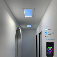 Panneau lumineux LED carré 60x60cm, luminaire, lucarne artificielle, fenêtre de bureau, hôtel, hall, hôpital, lumière du soleil virtuel