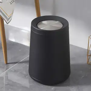 High Quality Stainless Steel Trash Can With Swing Lid Room Metal Waste Paper Bin Round Trash Bin For Bathroom