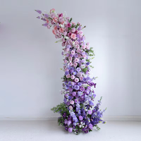 Arche florale artificielle dégradée pour décoration de mariage, arrangement floral pour arche en forme de corne, décoration de fond d'arche