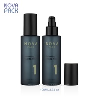 Flacon pompe de 100 ml en verre dépoli pour huile capillaire, flacon pompe cylindrique à épaule plate en verre rond pour sérum avec bouchon noir mat