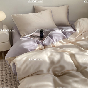 Parure de lit 4 pièces en soie glacée imprimée numériquement pour l'été, certifiée OEKO-TEX, draps-housses respirants en <span class=keywords><strong>lin</strong></span> de soie pour la maison - Product Image 2