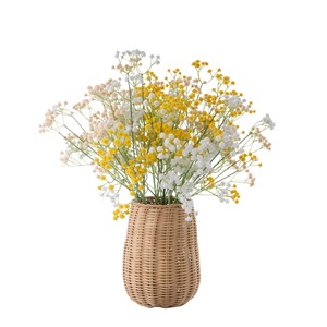 CallaFloral Fleurs artificielles de Gypsophile Jaune Blanc en plastique pour décoration de mariage, bouquet à branche unique - Product Image 5
