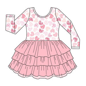 Abito in Tulle a Maniche Lunghe per Bambine di Alta Qualità, Personalizzato con Motivo a Cuore, <span class=keywords><strong>Vestito</strong></span> a Tre Strati in Tulle - Product Image 2