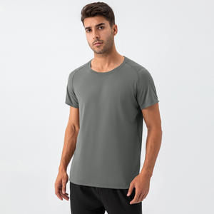 Camisetas deportivas de talla grande transpirables de color sólido con cuello redondo ecológicas y manga corta con estampado personalizado para hombre - Product Image 2