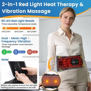 Ceinture de massage lombaire chauffante et vibrante sans fil pour soulager les douleurs dorsales et décompresser le dos - Product Image 4