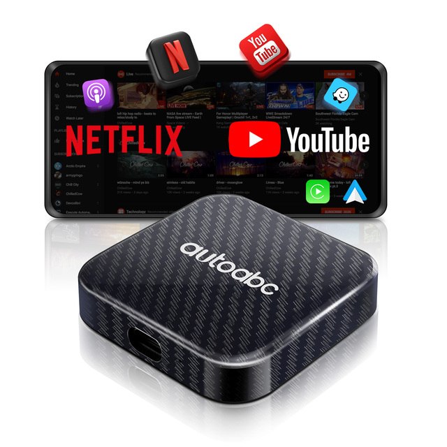Autoabc CarPlay Android System Auto Streaming Box with Ai Interface for Iptv Youtube Netflix 1-Year Warranty