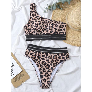 Traje de Baño de Dos Piezas Personalizado al por Mayor con Logotipo OEM, Etiqueta Privada, Top Africano de Un Hombro con Estampado, Ropa de Playa para Mujer, Bikini Personalizado - Product Image 3