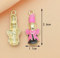 Breloque pendentif en alliage de zinc en forme de rouge à lèvres avec motif goutte d'huile, pour la fabrication de bijoux en gros et la création sur mesure