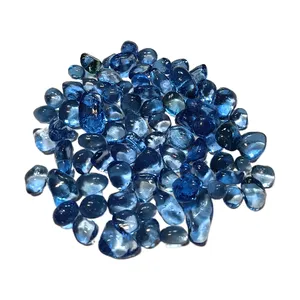 Amostra grátis de contas de vidro azul claro de 6-9 mm, pedras preciosas para jardim de aquário