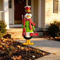 Ornements de Noël en métal faits à la main, style pingouin, pour la décoration des fêtes de Noël dans le jardin