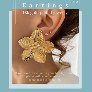 OEM Fashion Jewelry <strong>Chunky</strong> Statement <strong>Earrings</strong> Hypoallergenic 18k Gold Plated Stainless Steel Geometric Stud <strong>Earrings</strong> for Women - Product Image 3