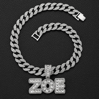 YYN Collier Pendentif Lettre Initiale Personnalisée Nom Capital Chaîne Cubaine Bijoux Hip Hop pour Femmes Hommes