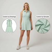 Robe de tennis sans manches vert menthe pour femme avec poche pour balle, taille haute, robe de golf athlétique, logo personnalisé, usine de vêtements de sport OEM