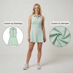 Abito da Tennis Senza Maniche Verde Menta per Donne con Tasca per Palline, <span class=keywords><strong>Vestito</strong></span> Sportivo da Golf a Vita Alta, Logo Personalizzato OEM, Produzione di Abbigliamento Sportivo - Product Image 2