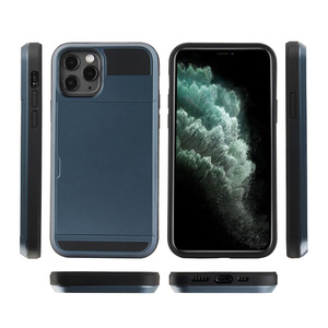 สไลด์กระเป๋าสตางค์บัตรเครดิตสล็อต PC TPU เคสโทรศัพท์สำหรับ <span class=keywords><strong>iPhone</strong></span> 12 11Pro <span class=keywords><strong>Max</strong></span> XR <span class=keywords><strong>XS</strong></span> <span class=keywords><strong>Max</strong></span> X 8 7 6S Plus ปกหลัง - Product Image 2