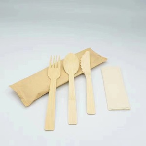 Ensemble de couverts en bambou jetables | 100% Ustensiles de fête biodégradables compostables et personnalisables entièrement naturels et écologiques - Product Image 2