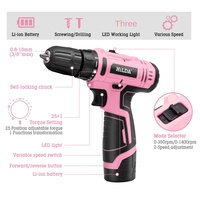 Vente en gros 12V sans fil rose Impact perceuse électrique et jeu de tournevis main pistolet perceuse électrique pour usage domestique pour les enfants femme