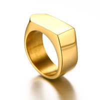 Großhandel Custom Logo Herren Minimalist Edelstahl Finger Schmuck Poliert Blank Siegelring für Männer