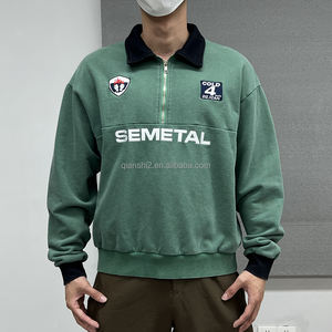 Qianshi <span class=keywords><strong>Felpa</strong></span> <span class=keywords><strong>con</strong></span> <span class=keywords><strong>Cappuccio</strong></span> in French Terry <span class=keywords><strong>con</strong></span> Mezza Zip, Ricamo, Spalle Scivolate, Maniche Lunghe, Cerniera a Un Quarto 1/4, Stile <span class=keywords><strong>Polo</strong></span> Vintage - Product Image 5