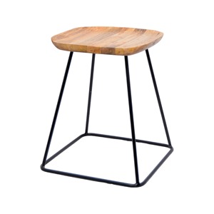 Top Natural Wood with Metal Black Frame Nordic Style Kitchen Modern Wooden Texture Counter Bar <b>Stool</b> High Chair With Metal Legs - Product Image 4