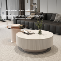 Luxuriöser Couchtisch im italienischen Design, Runder Marmor-Beistelltisch mit Stauraum für Kleine Wohnungen