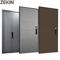 Portes d'entrée résidentielles ZEKIN USA Nfrc pour maison, résistantes aux ouragans, antivol, design en grille de verre, portes pivotantes en aluminium