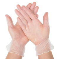 Gants jetables en vinyle PVC transparents, sans poudre, taille moyenne et grande, 24 cm, texture lisse, usage général