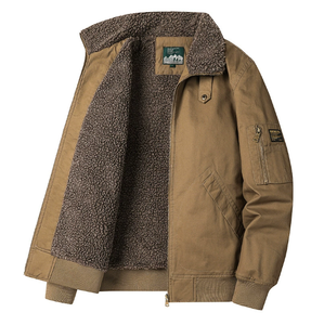 เสื้อแจ็คเก็ตขนแกะแฟชั่นระดับไฮเอนด์สำหรับผู้ชาย เสื้อโค้ทกันหนาวบุขนแกะ เสื้อแจ็คเก็ตผ้าฝ้ายสำหรับทำงาน - Product Image 2