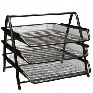 3-Tier Metal Mesh Desktop Office Organizer <b>Tray</b> Document Holder and <b>File</b> <b>Tray</b> for Desk Enhances Paper Management - Product Image 1