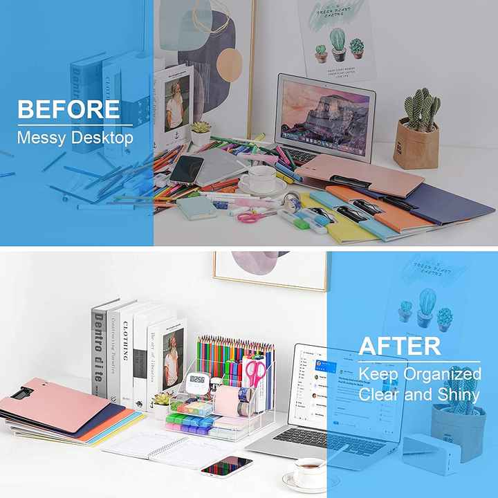 Organizzatore Cassetti Yosemy 16 Pezzi | Trasparente Con Gommini Antiscivolo | Per Ufficio, Cucina, Cosmetici - Foto 9