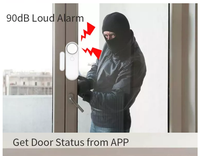 Alarme de porte sur site WiFi à son réglable avec bouton de panique SOS capteur de porte Tuya intelligent pour porte à usage domestique