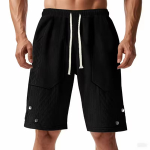 American summer men's casual <b>shorts</b> heavy loose breathable jacquard simple casual five-point pants - Product Image 3