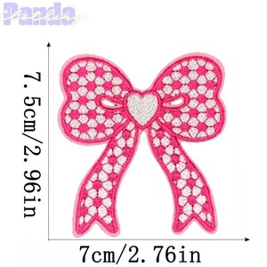 Handmade 2.96Inch Bóng Chày Thêu Vá Bow Hình Dạng Side Bow Iron-On Phong Cách Cảm Thấy Ủng Hộ Vá - Product Image 6